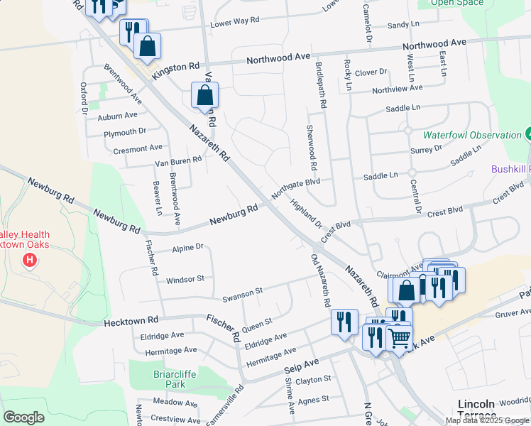map of restaurants, bars, coffee shops, grocery stores, and more near 3 Weller Place in Easton