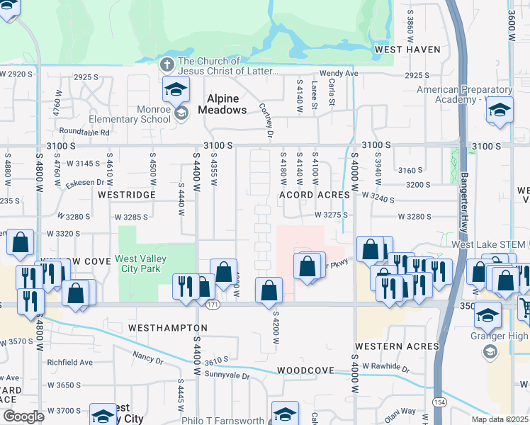 map of restaurants, bars, coffee shops, grocery stores, and more near 3263 Eastcrest Road in West Valley City