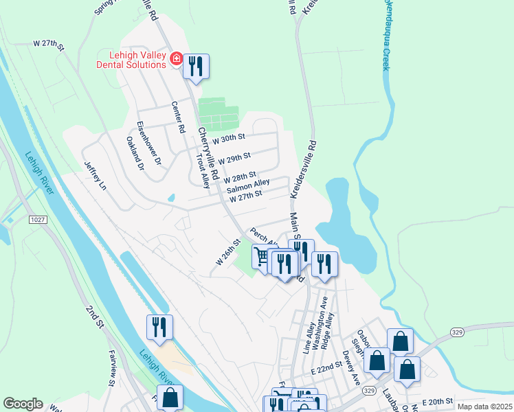 map of restaurants, bars, coffee shops, grocery stores, and more near 106 West 27th Street in Northampton