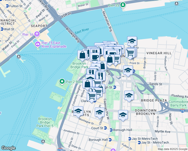 map of restaurants, bars, coffee shops, grocery stores, and more near 40 Hicks Street in Brooklyn