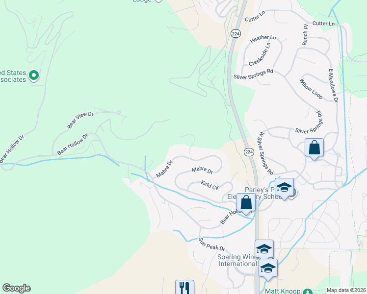 map of restaurants, bars, coffee shops, grocery stores, and more near 4975 Heuga Court in Park City