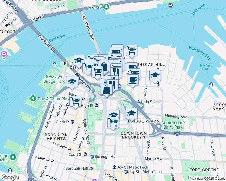 map of restaurants, bars, coffee shops, grocery stores, and more near 81 Prospect Street in Brooklyn