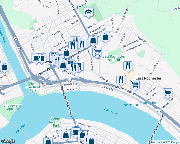 map of restaurants, bars, coffee shops, grocery stores, and more near 457 Pinney St in Rochester
