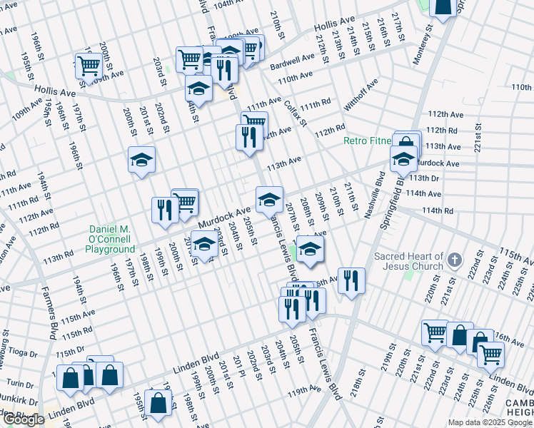 map of restaurants, bars, coffee shops, grocery stores, and more near in Queens