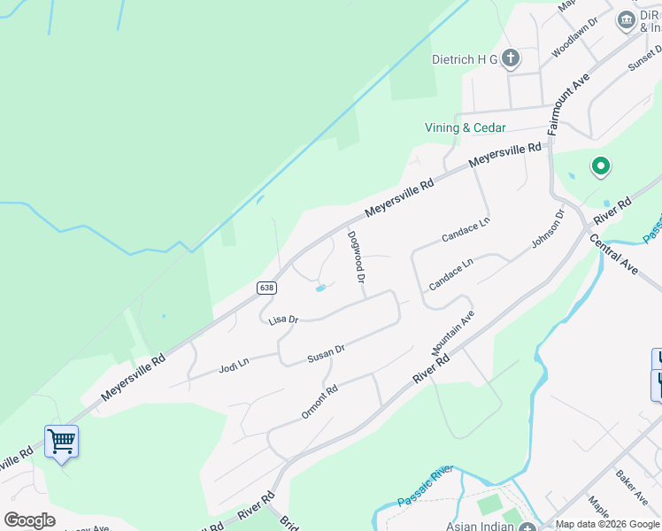 map of restaurants, bars, coffee shops, grocery stores, and more near 7 Tree Top Lane in Chatham Township