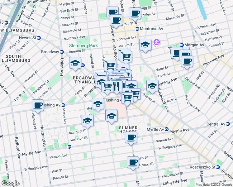 map of restaurants, bars, coffee shops, grocery stores, and more near in Brooklyn