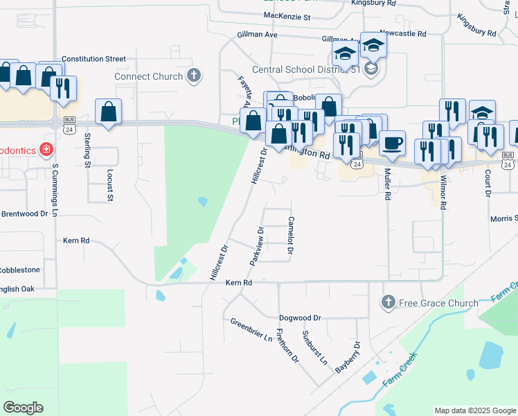 map of restaurants, bars, coffee shops, grocery stores, and more near 302 Parkview Dr in Washington