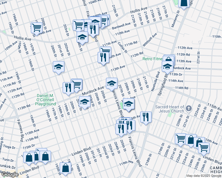 map of restaurants, bars, coffee shops, grocery stores, and more near in Queens