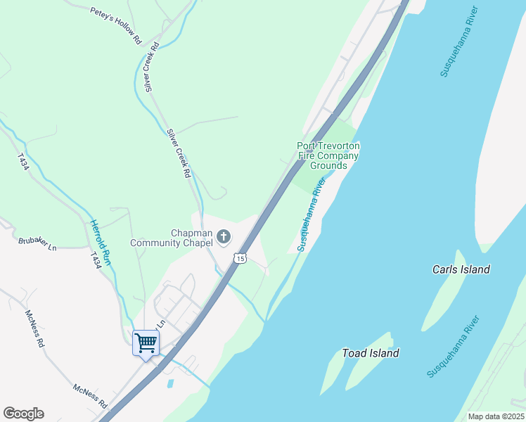 map of restaurants, bars, coffee shops, grocery stores, and more near 53 Susquehanna Trail in Port Trevorton