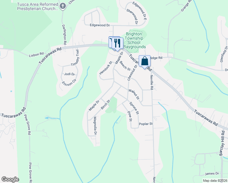 map of restaurants, bars, coffee shops, grocery stores, and more near 6 Birch St in Beaver