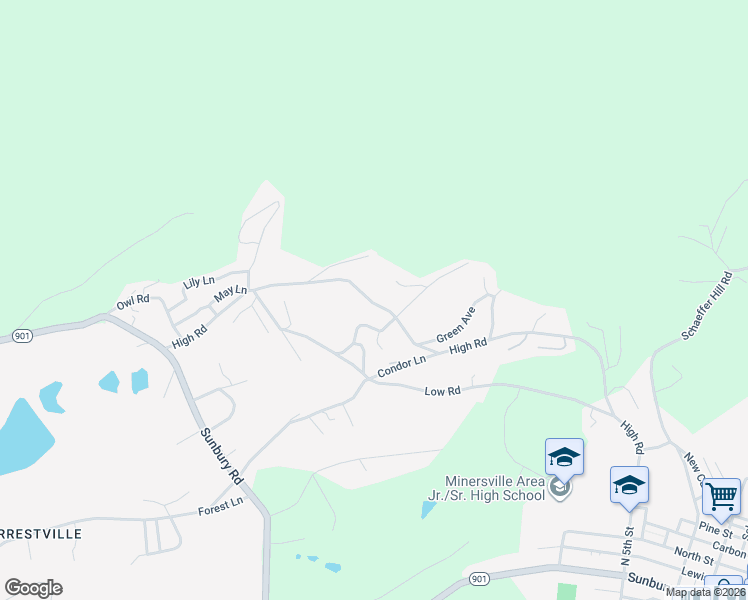 map of restaurants, bars, coffee shops, grocery stores, and more near 149 High Road in Pottsville