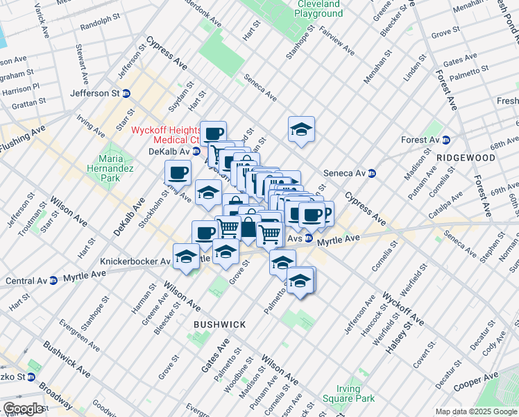 map of restaurants, bars, coffee shops, grocery stores, and more near in Brooklyn