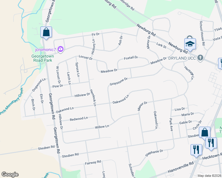 map of restaurants, bars, coffee shops, grocery stores, and more near 4563 Graystone Drive in Nazareth