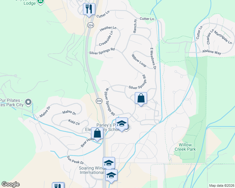 map of restaurants, bars, coffee shops, grocery stores, and more near 1577 Little Lake Drive in Park City