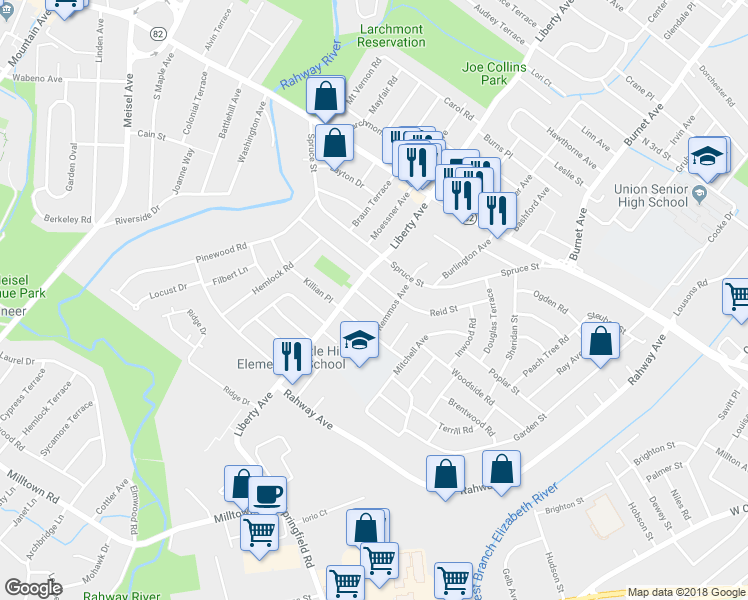 map of restaurants, bars, coffee shops, grocery stores, and more near 2681 Bancroft Avenue in Union