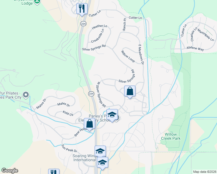 map of restaurants, bars, coffee shops, grocery stores, and more near 1577 Little Lake Drive in Park City
