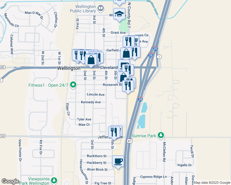 map of restaurants, bars, coffee shops, grocery stores, and more near 3916 Kennedy Avenue in Wellington