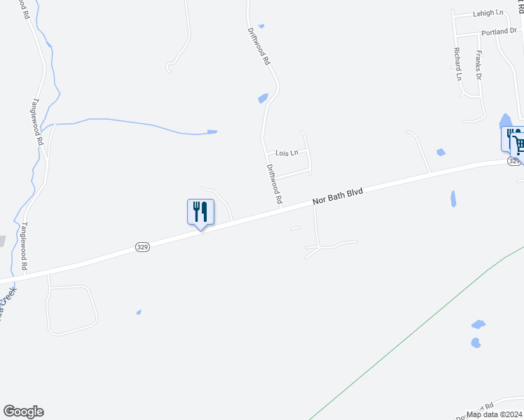 map of restaurants, bars, coffee shops, grocery stores, and more near 5485 Nor Bath Boulevard in Northampton