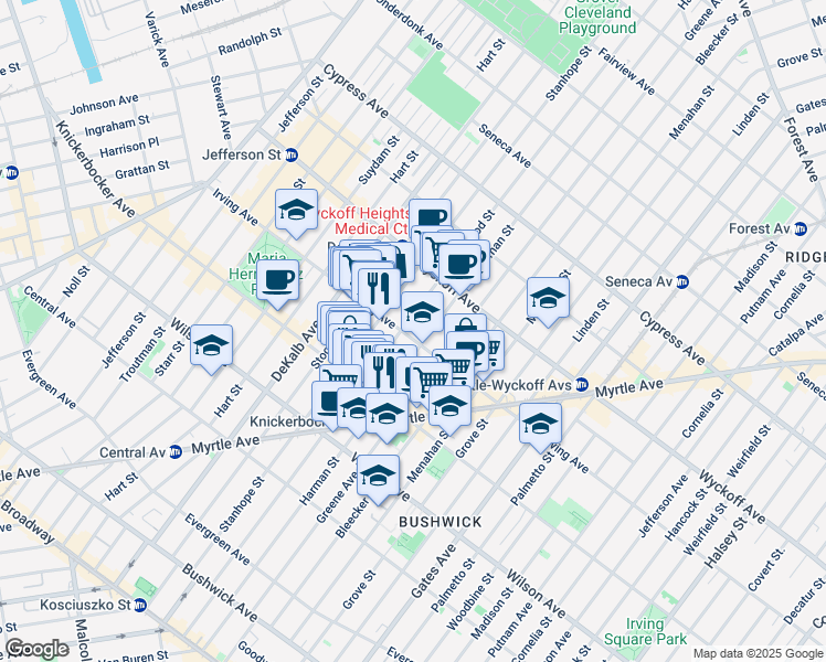 map of restaurants, bars, coffee shops, grocery stores, and more near in Brooklyn