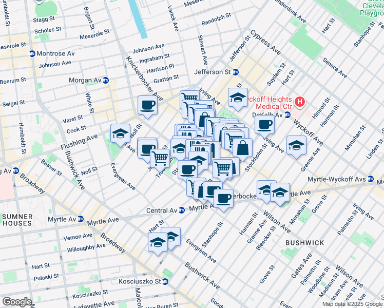 map of restaurants, bars, coffee shops, grocery stores, and more near in Brooklyn