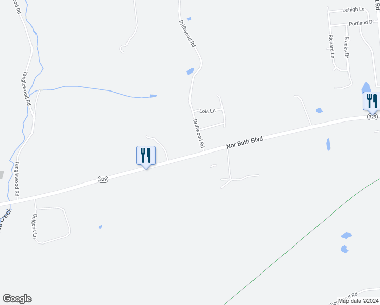 map of restaurants, bars, coffee shops, grocery stores, and more near 5485 Nor Bath Boulevard in Northampton