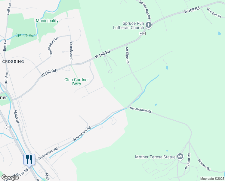 map of restaurants, bars, coffee shops, grocery stores, and more near in Glen Gardner