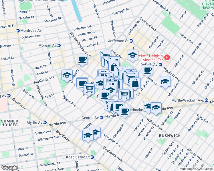 map of restaurants, bars, coffee shops, grocery stores, and more near in Brooklyn