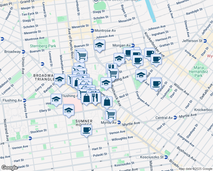 map of restaurants, bars, coffee shops, grocery stores, and more near in Brooklyn