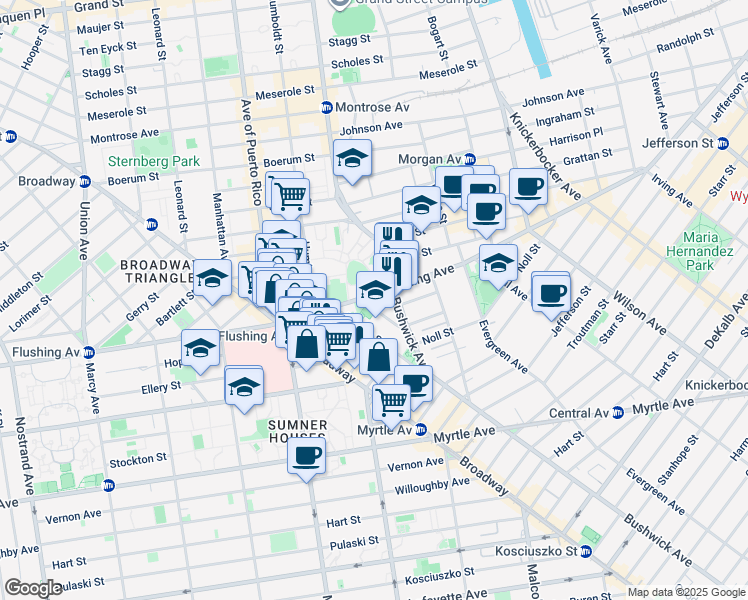 map of restaurants, bars, coffee shops, grocery stores, and more near in Brooklyn