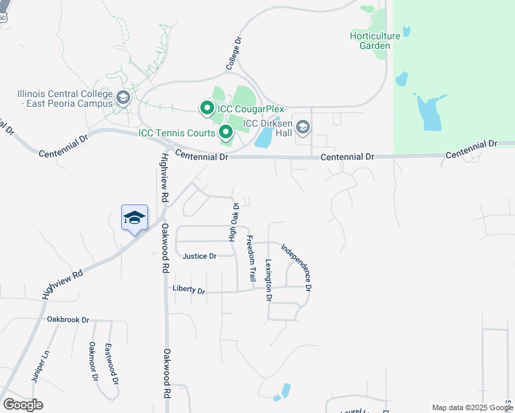 map of restaurants, bars, coffee shops, grocery stores, and more near 117 Lexington Court in East Peoria