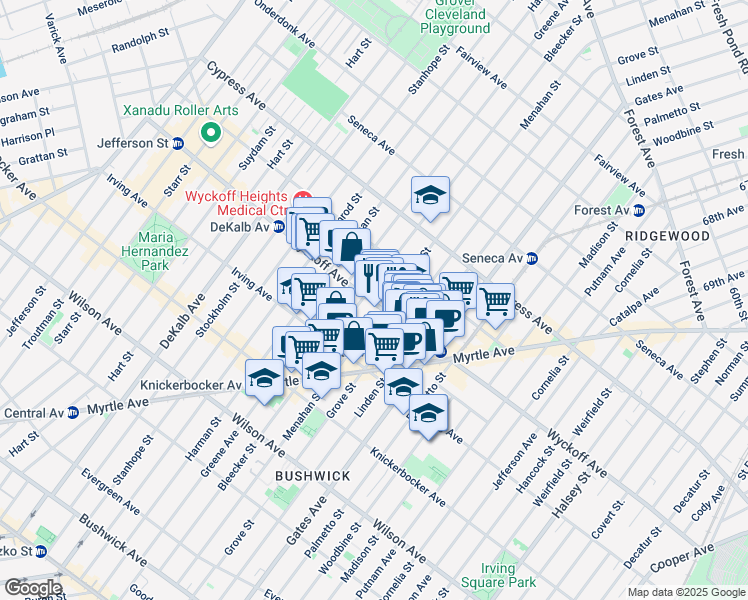map of restaurants, bars, coffee shops, grocery stores, and more near in Brooklyn