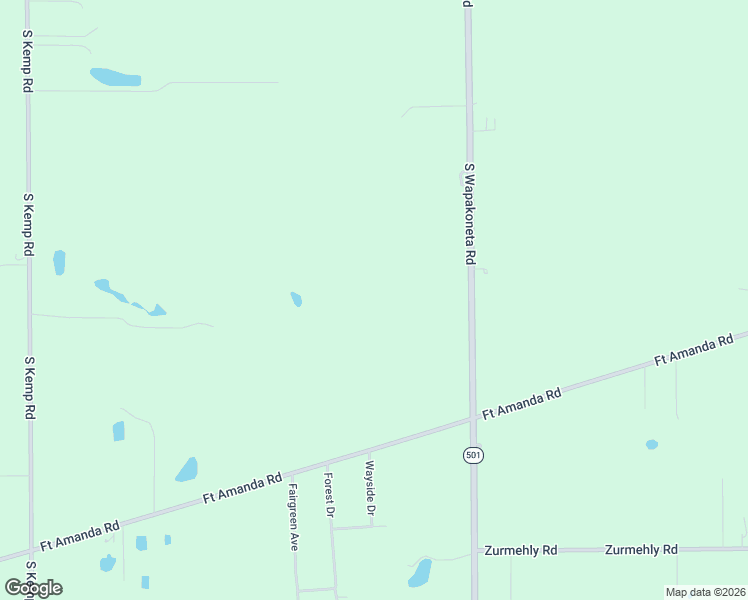 map of restaurants, bars, coffee shops, grocery stores, and more near 5490 Fort Amanda Road in Lima
