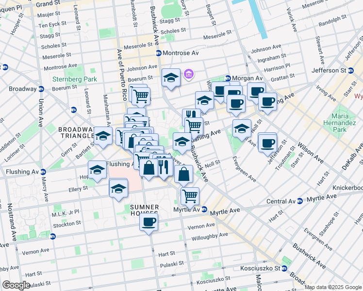map of restaurants, bars, coffee shops, grocery stores, and more near in Brooklyn