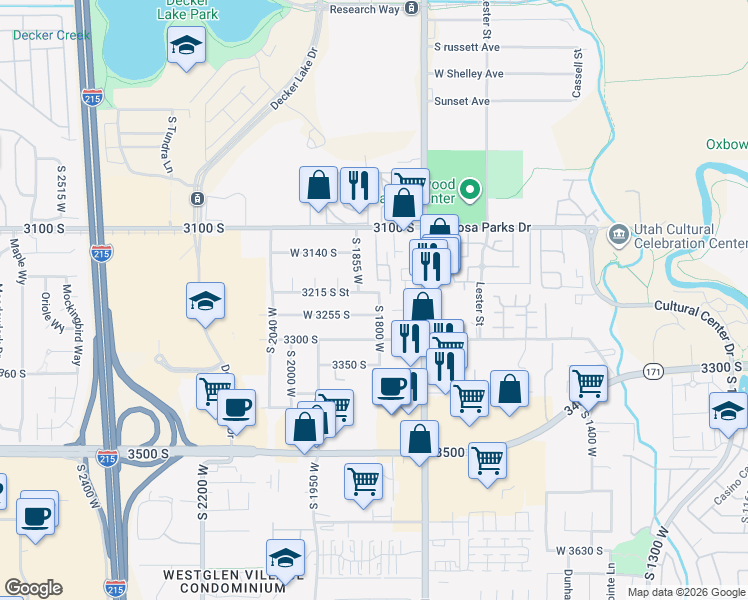 map of restaurants, bars, coffee shops, grocery stores, and more near 3226 South 1800 West in West Valley City