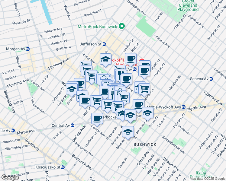 map of restaurants, bars, coffee shops, grocery stores, and more near in Brooklyn