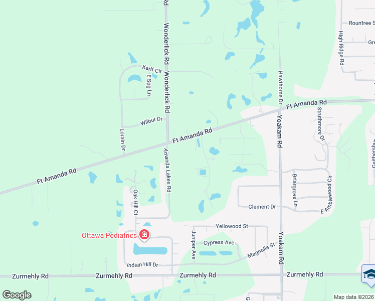 map of restaurants, bars, coffee shops, grocery stores, and more near 4211 Fort Amanda Road in Lima