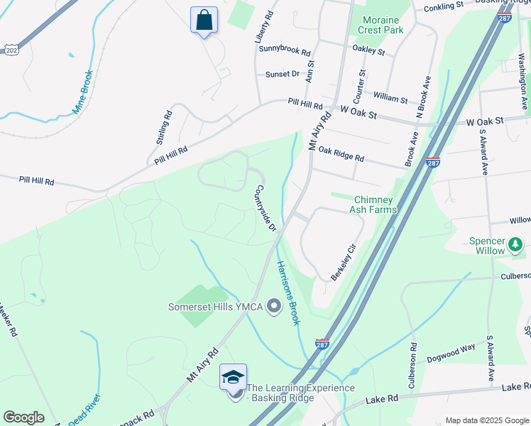 map of restaurants, bars, coffee shops, grocery stores, and more near 58 Countryside Drive in Bernards