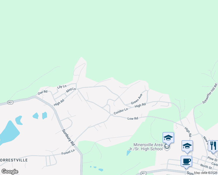 map of restaurants, bars, coffee shops, grocery stores, and more near 149 High Road in Pottsville