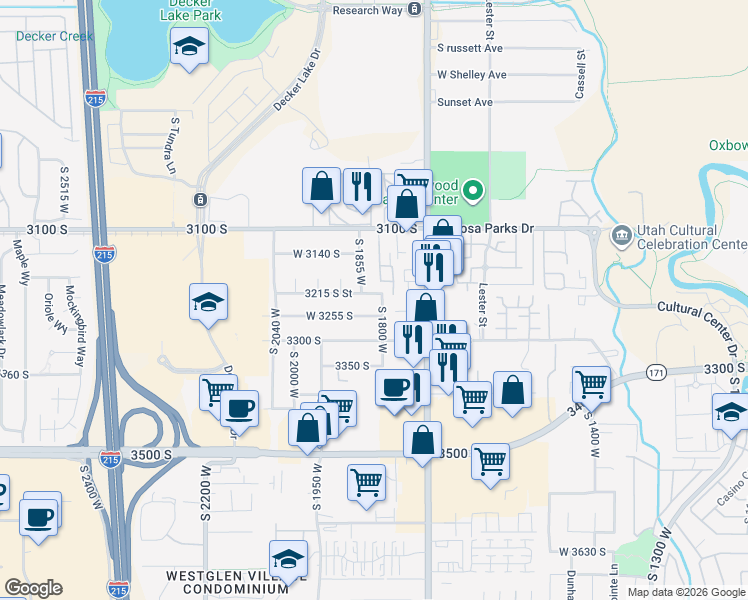 map of restaurants, bars, coffee shops, grocery stores, and more near 3226 South 1800 West in West Valley City