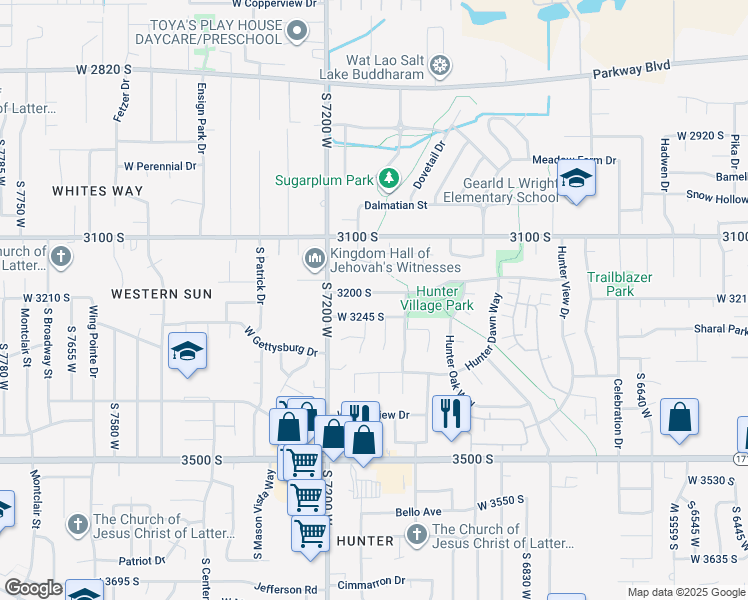 map of restaurants, bars, coffee shops, grocery stores, and more near 3253 Soft Breeze Circle in West Valley City