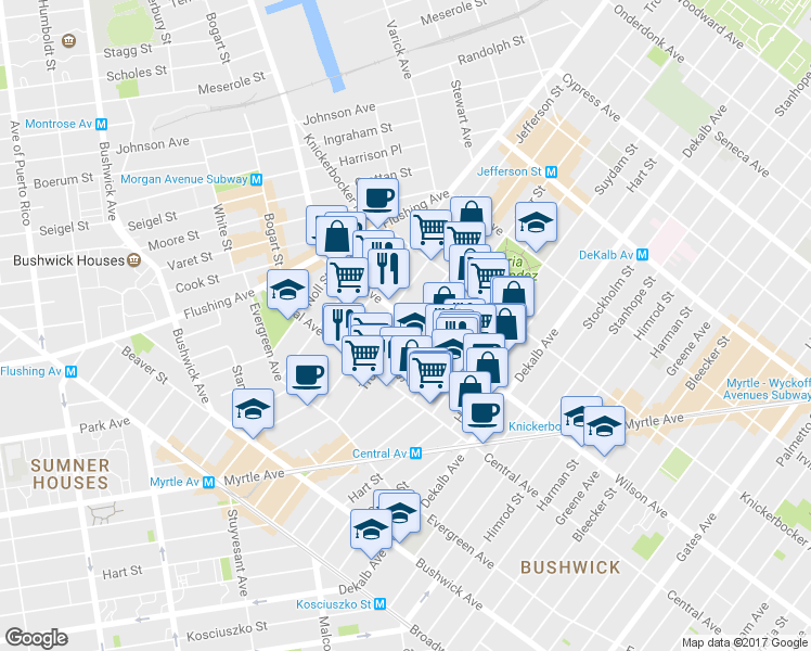 map of restaurants, bars, coffee shops, grocery stores, and more near in Brooklyn