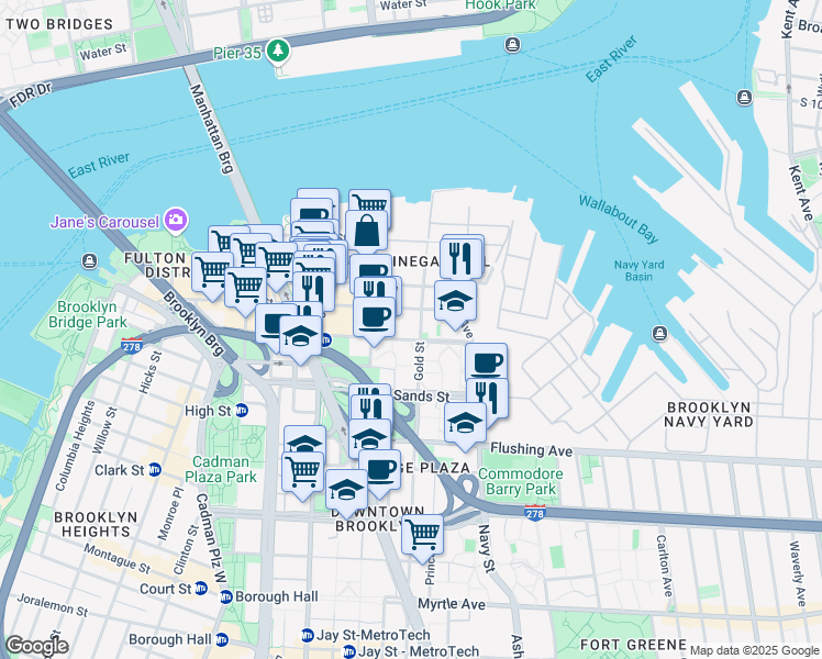 map of restaurants, bars, coffee shops, grocery stores, and more near in Brooklyn