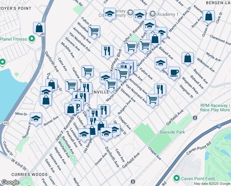 map of restaurants, bars, coffee shops, grocery stores, and more near in Jersey City