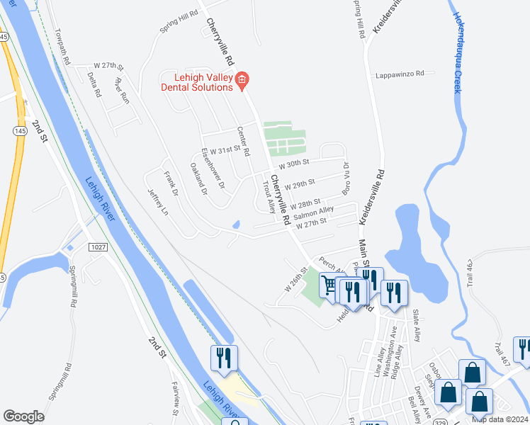 map of restaurants, bars, coffee shops, grocery stores, and more near 2819 West 28th Street in Northampton