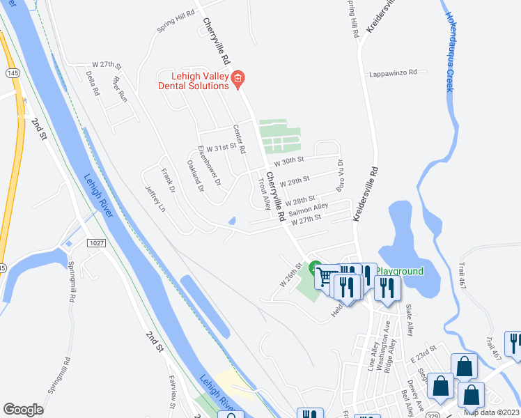 map of restaurants, bars, coffee shops, grocery stores, and more near 2825 West 28th Street in Northampton