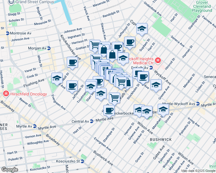 map of restaurants, bars, coffee shops, grocery stores, and more near in Brooklyn