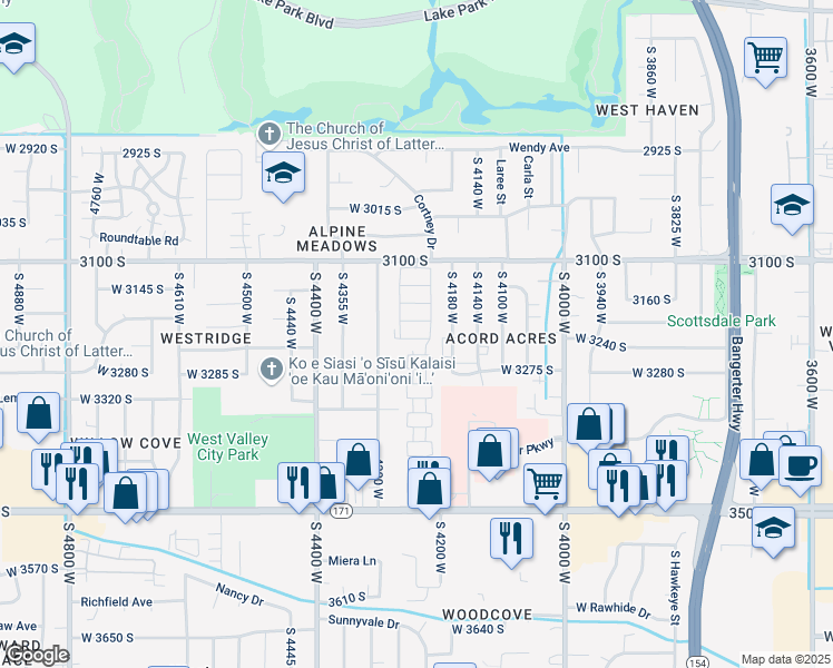 map of restaurants, bars, coffee shops, grocery stores, and more near 4243 West 3175 South in West Valley City