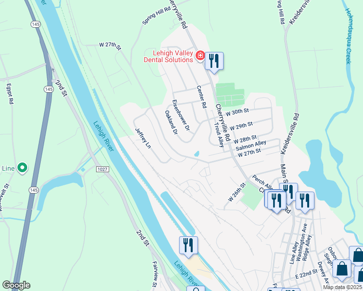 map of restaurants, bars, coffee shops, grocery stores, and more near 3006 Oakland Drive in Northampton