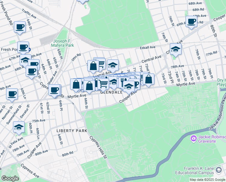 map of restaurants, bars, coffee shops, grocery stores, and more near in New York