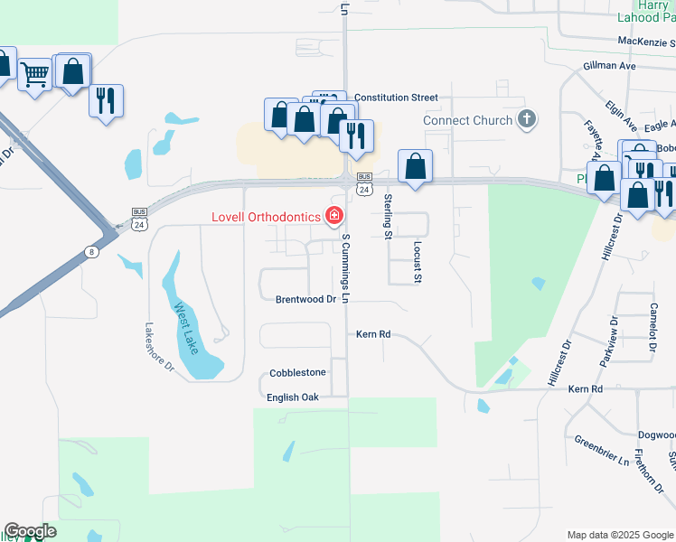 map of restaurants, bars, coffee shops, grocery stores, and more near 1905 Canterbury Drive in Washington